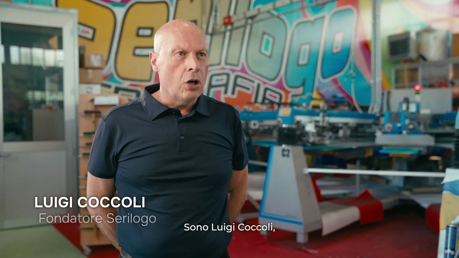 Luigi Coccoli, fondatore di Serilogo, nel laboratorio di Rezzato